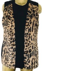 CHICO’S Faux LEOPARD Fur VEST Jacket Size 1